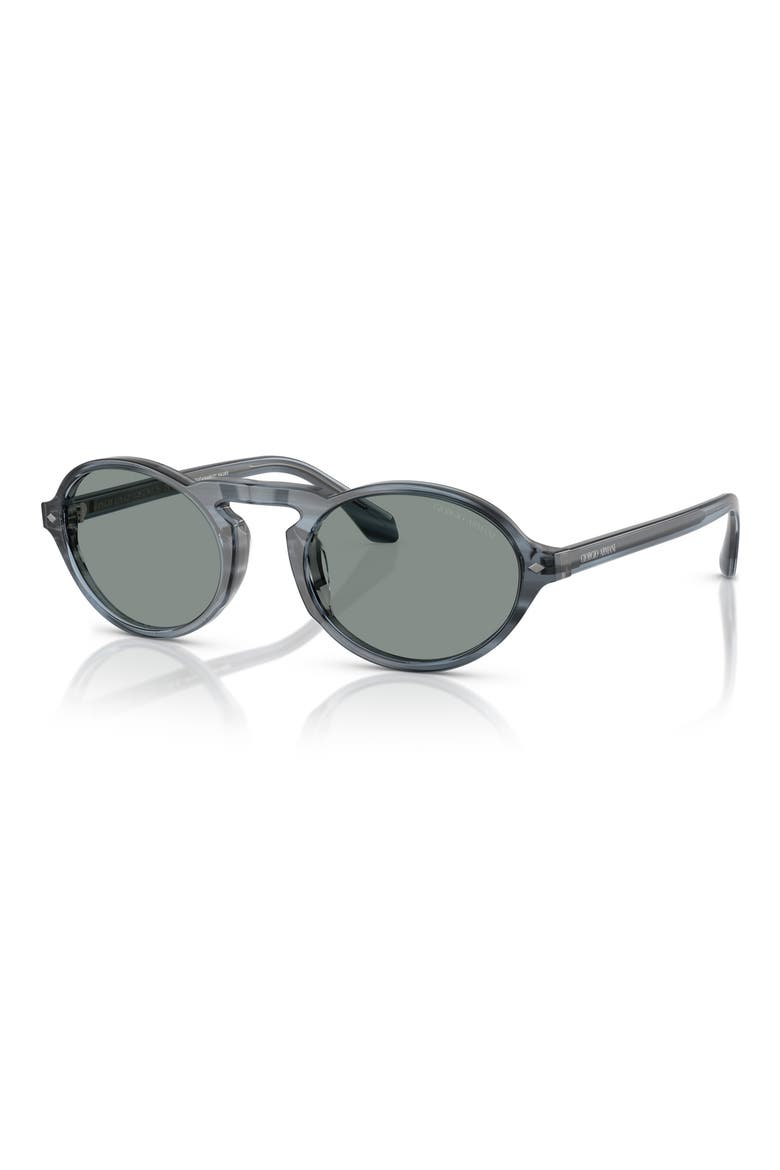 52mm Oval Sunglasses, Alternate, color, STRIPED BLUE / BLUE