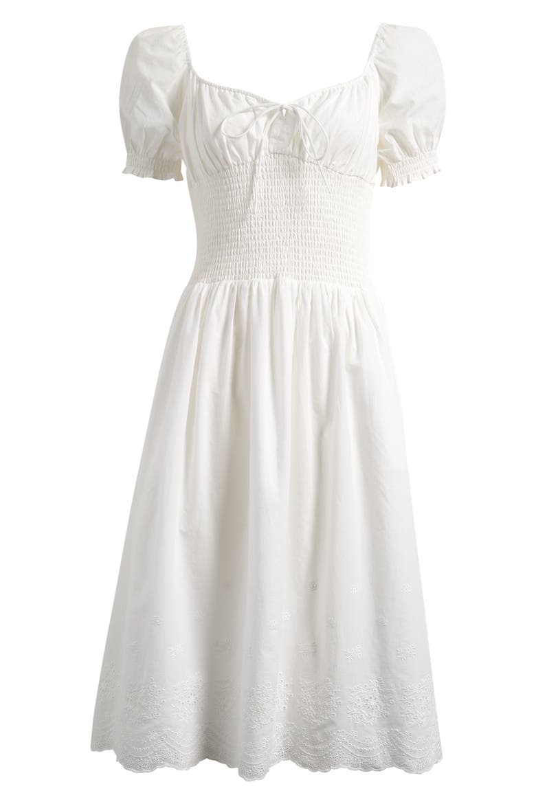 x Hannah Lovey Porter Dahlia Eyelet Detail Cotton Dress (Nordstrom Exclusive), Alternate, color, IVORY