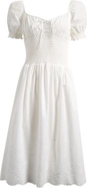 WAYF x Hannah Lovey Porter Dahlia Eyelet Detail Cotton Dress