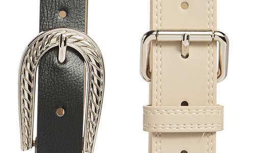 Steve Madden Assorted 2-pack Belts In Black/bone