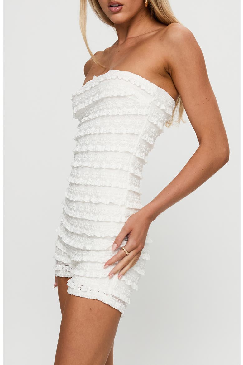 Ayver Ruffle Strapless Romper, Alternate, color, WHITE