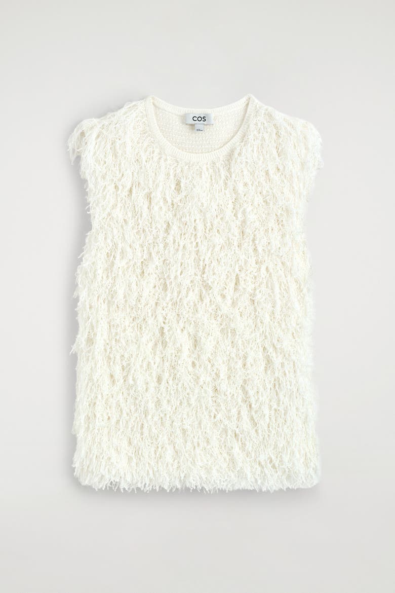 Fringed Knitted Top, Alternate, color, WHITE
