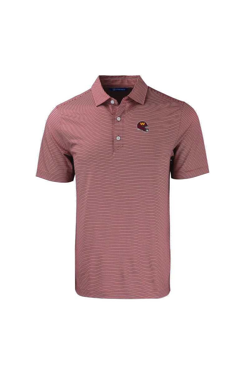 Cutter & Buck Men's Cutter & Buck Burgundy/White Washington Commanders Helmet Forge Eco Double Stripe Stretch Recycled Polo, Alternate, color, Burgundy