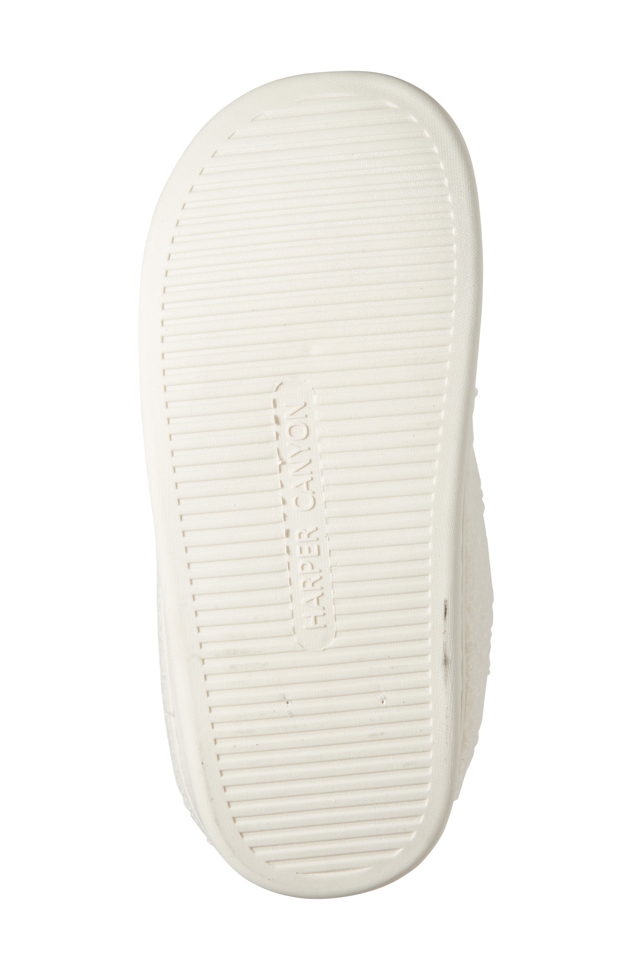 Harper Canyon Kids' Peace Flower Faux Fur Lined Faux Shearling Slipper, Alternate, color, Ivory