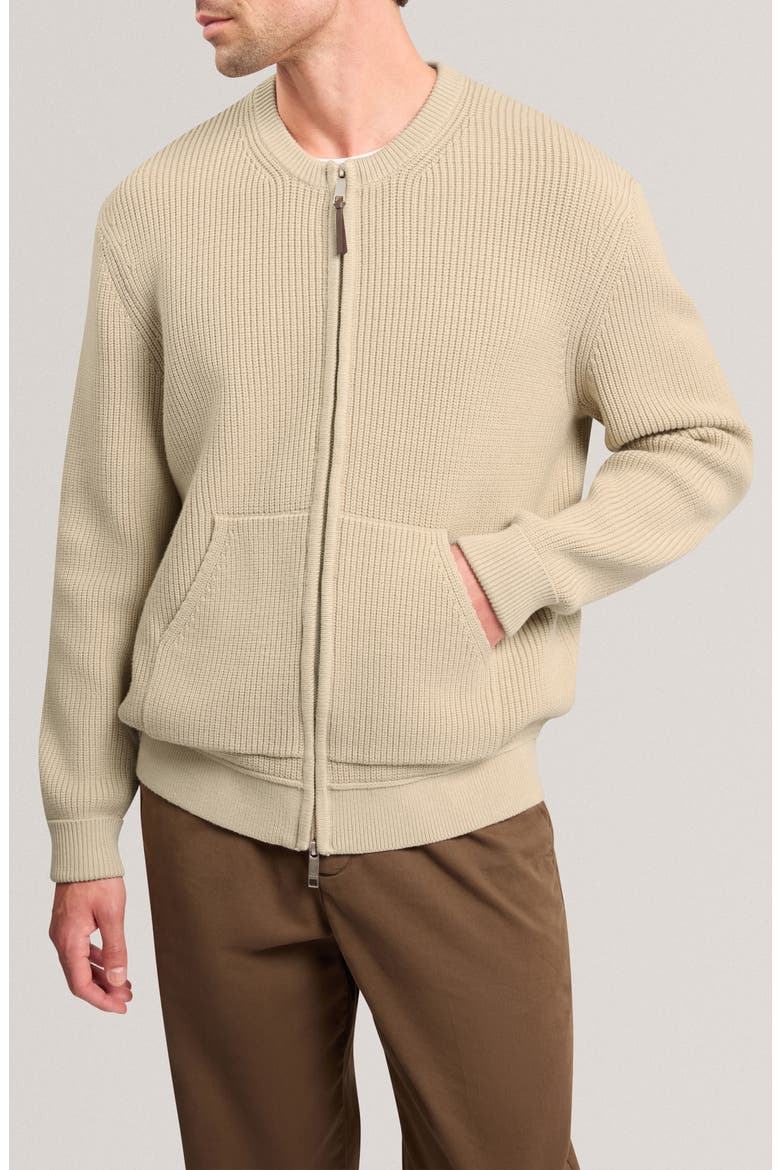 Fontain Ribbed Bomber Cardigan, Main, color, TAUPE
