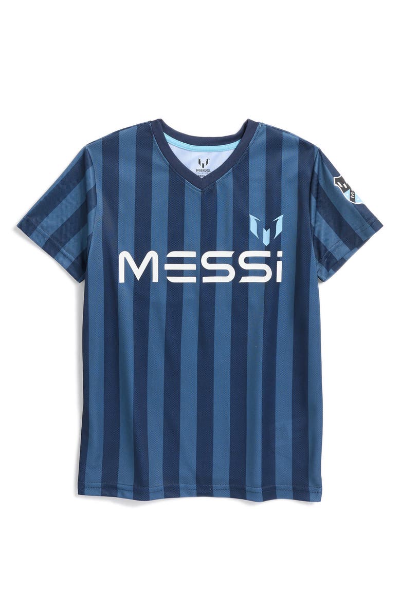 Messi Kids' Logo Stripe Short Sleeve T-Shirt, Main, color, 
