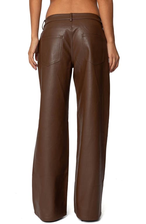 EDIKTED EDIKTED TATIANA LOW RISE WIDE LEG FAUX LEATHER PANTS
