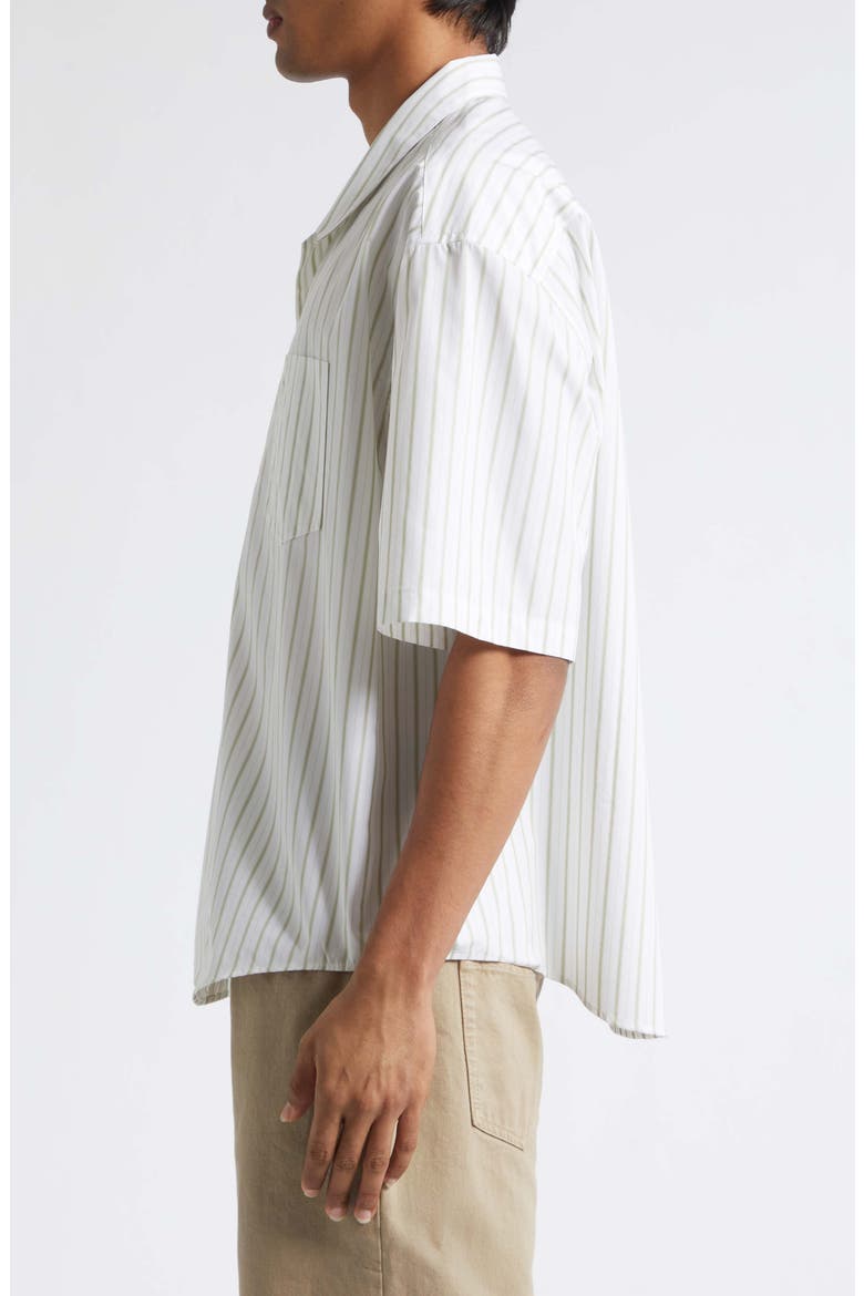 Ami de Coeur Stripe Boxy Camp Shirt, Alternate, color, BLANC/ MATCHA