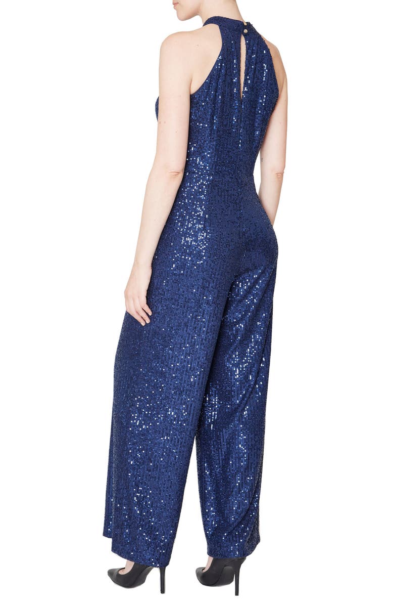 Julia Jordan Sleeveless Sequin Jumpsuit, Alternate, color, Navy