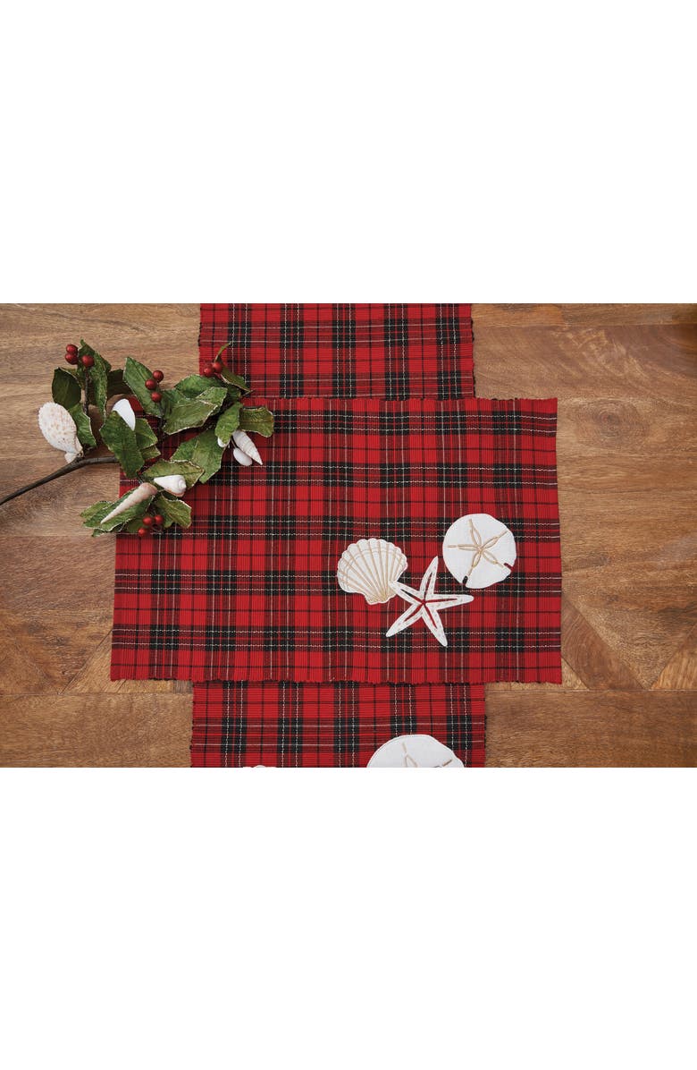 C&F Home Seaside Red & Black Plaid Embroidered 100% Cotton Christmas Table Runner 13" x 72", Alternate, color, Red