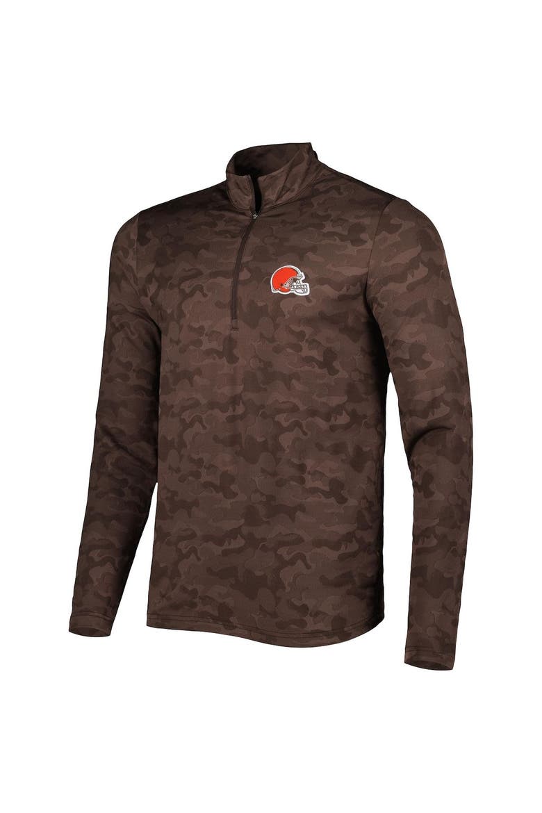 Men's Antigua Brown Cleveland Browns Brigade Quarter-Zip Sweatshirt, Alternate, color, Brown