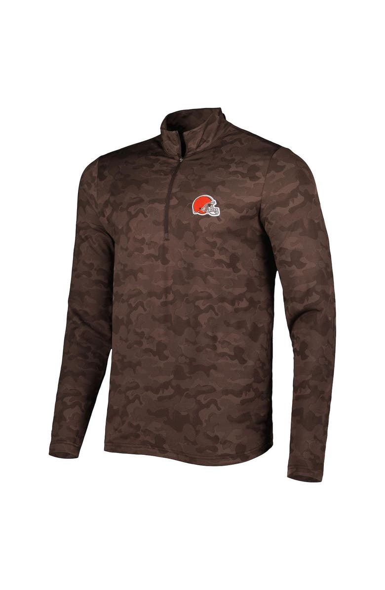 ANTIGUA Men's Antigua Brown Cleveland Browns Brigade Quarter-Zip Sweatshirt, Alternate, color, Brown