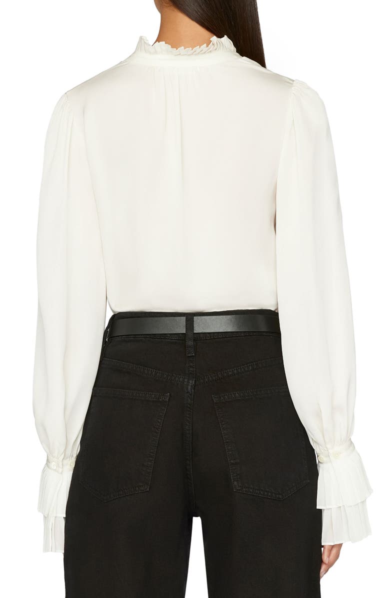 FRAME Pleated Long Sleeve Silk Blouse, Alternate, color, 