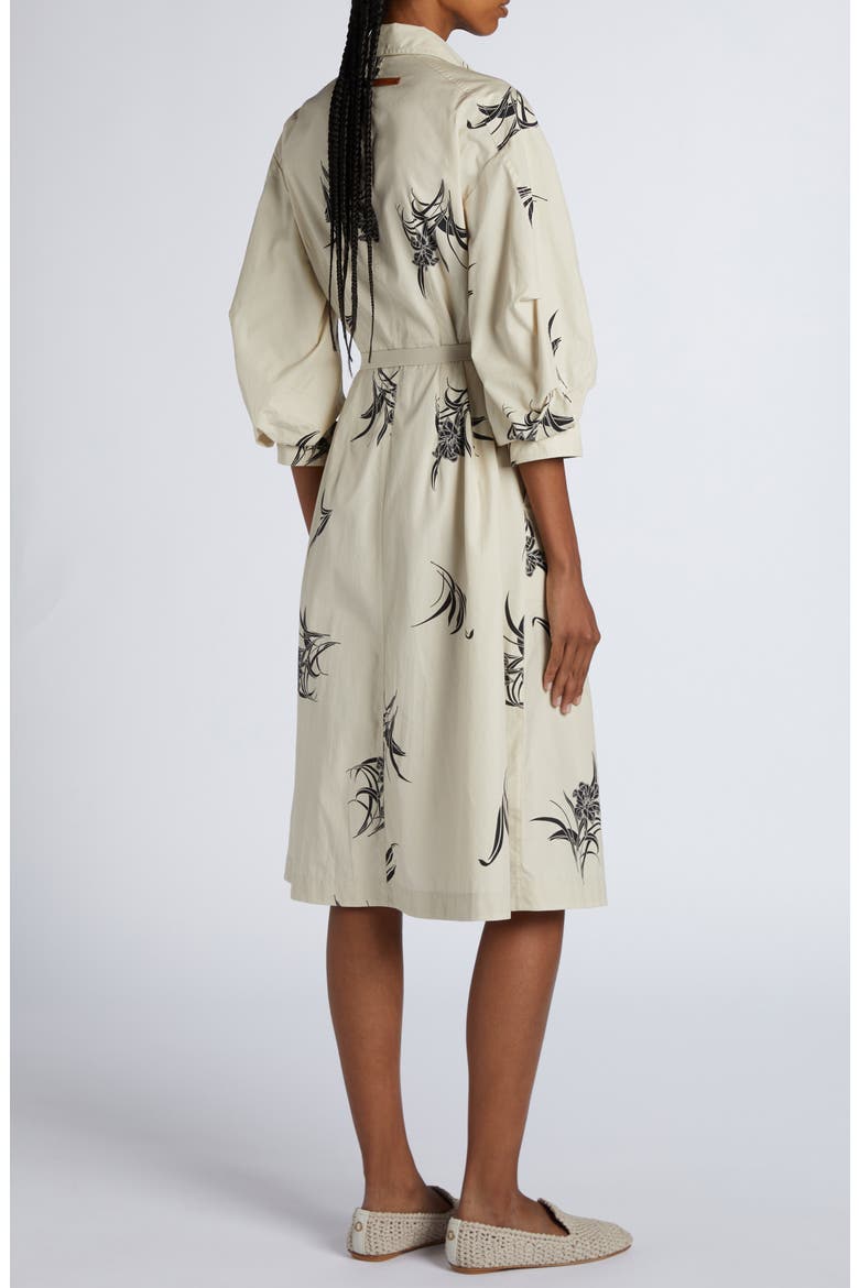 Floral Print Cotton Belted Shirtdress, Alternate, color, LIGHT BEIGE PRINT