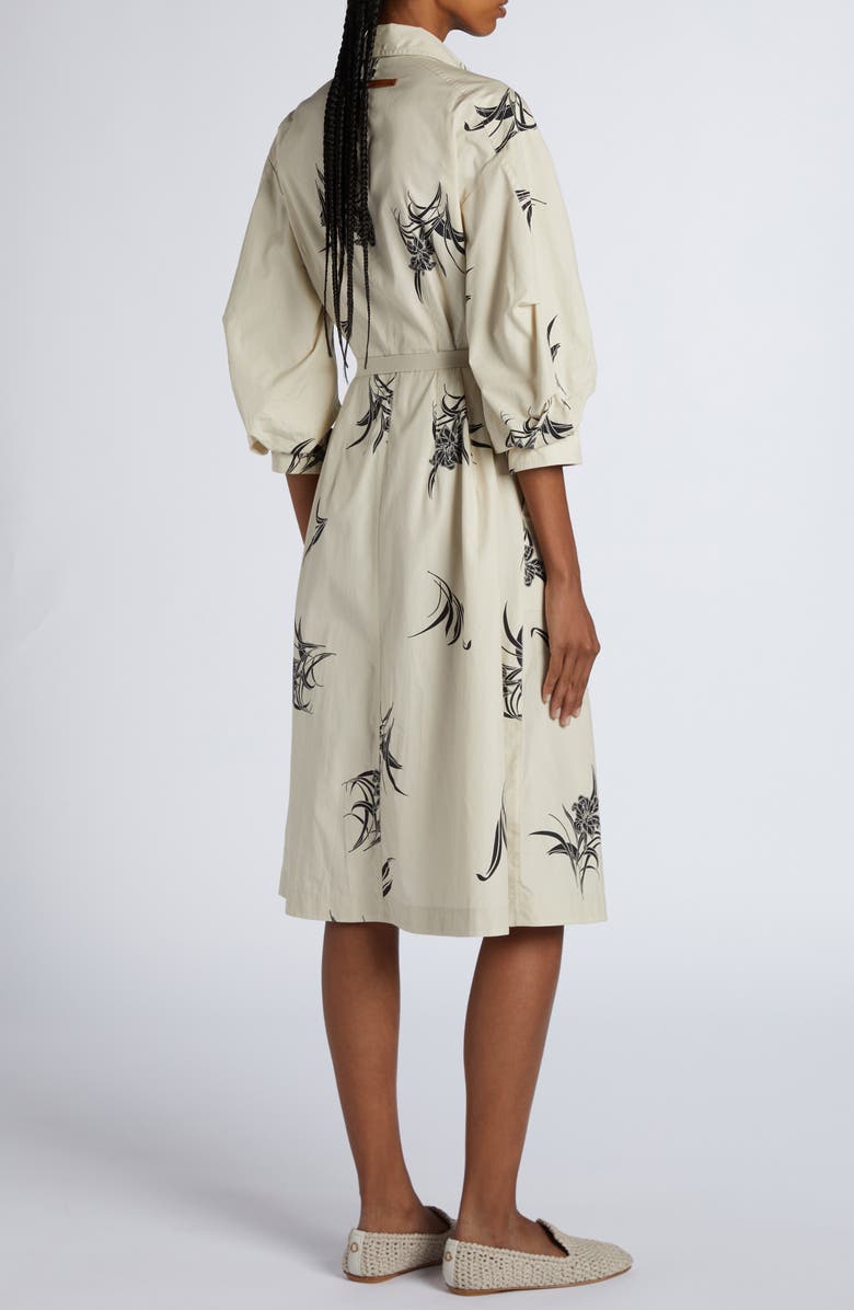 Moncler Floral Print Cotton Belted Shirtdress, Alternate, color, Light Beige Print