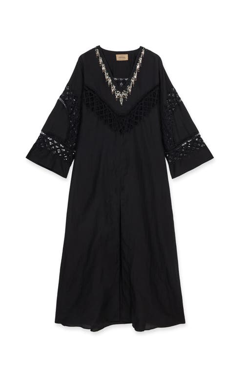 Fortela Alice Cotton Silk Embroidered Dress In Black