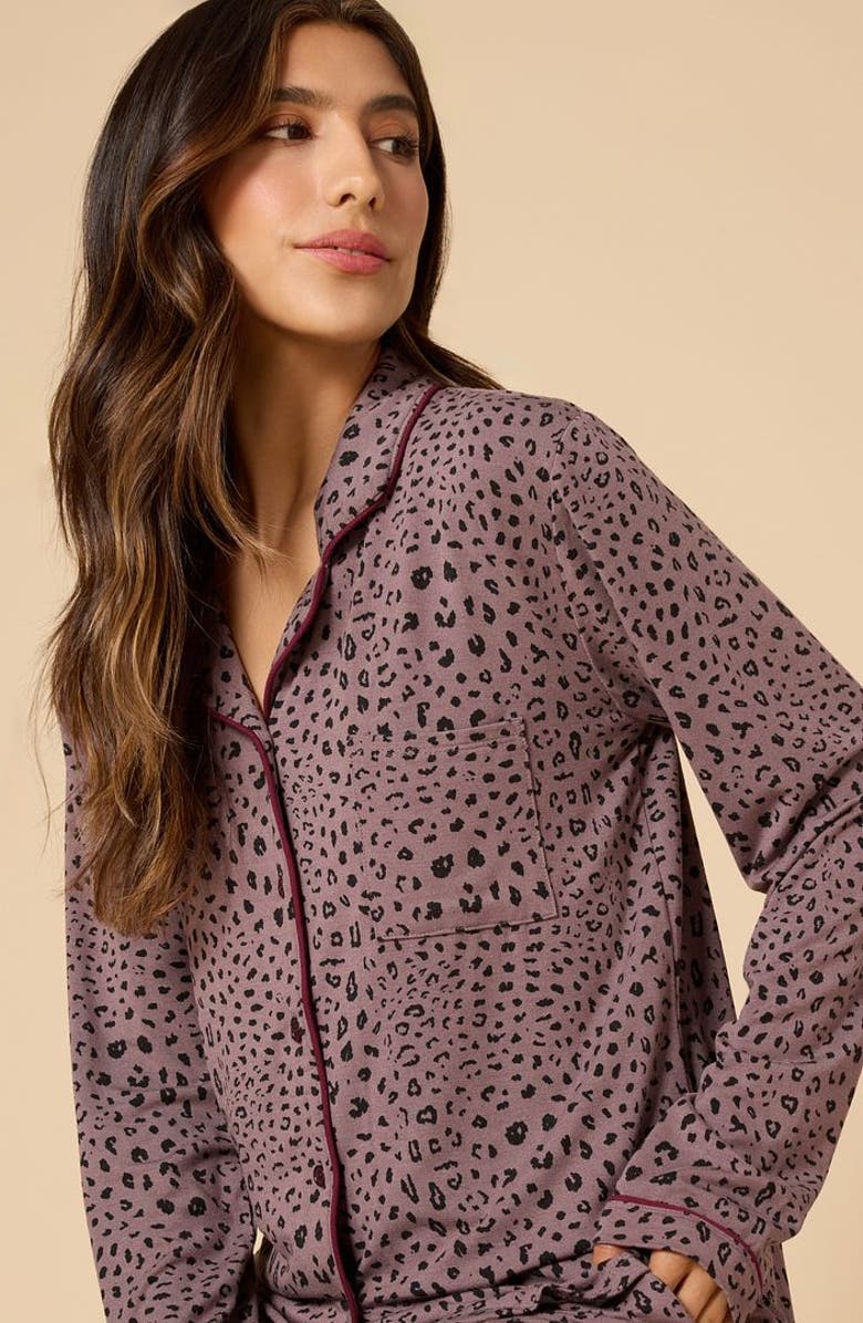 Softies Aria  Slim Notch Collar PJ Set, Alternate, color, Wild Driftwood