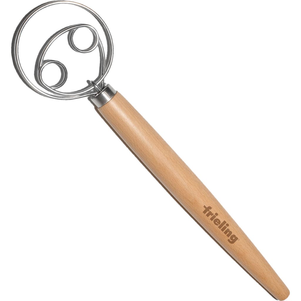 Frieling Wood And Stainless Batter And Dough Whisk For Mixing Bread Dough, 13-inch, Natural In Silver