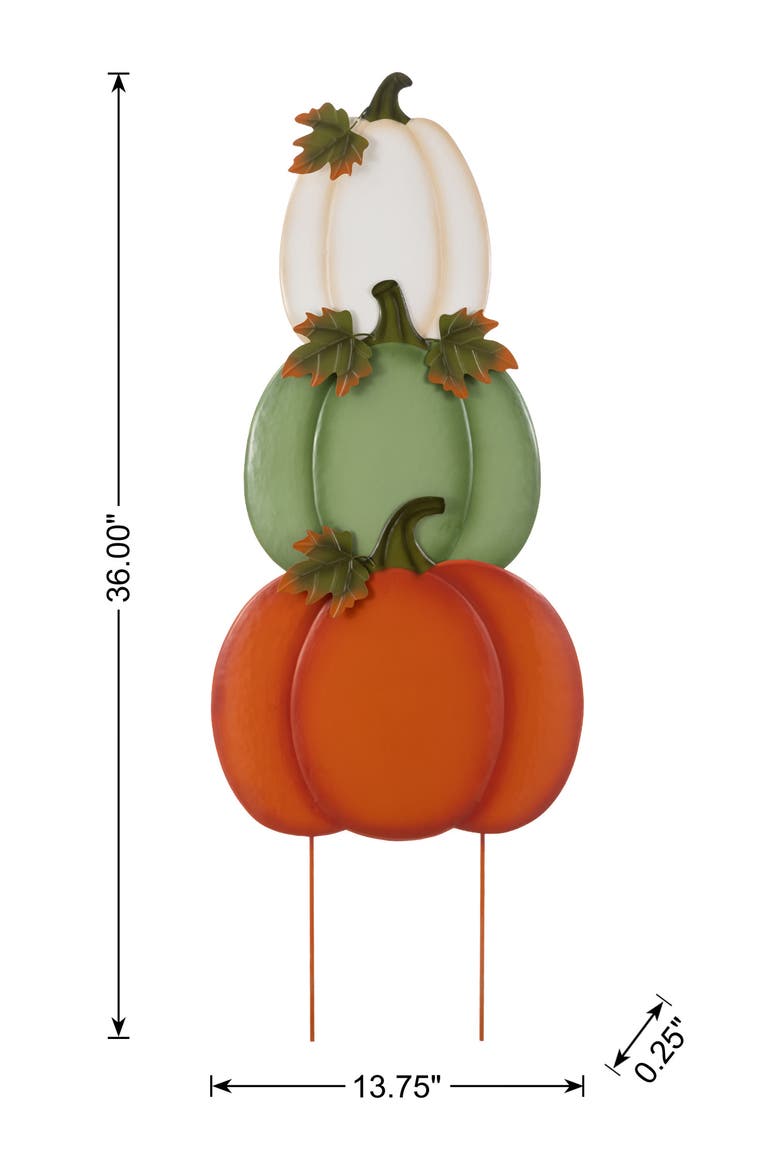 Set of 3 Fall Stacked Pumpkin Yard Stakes, Alternate, color, Orange