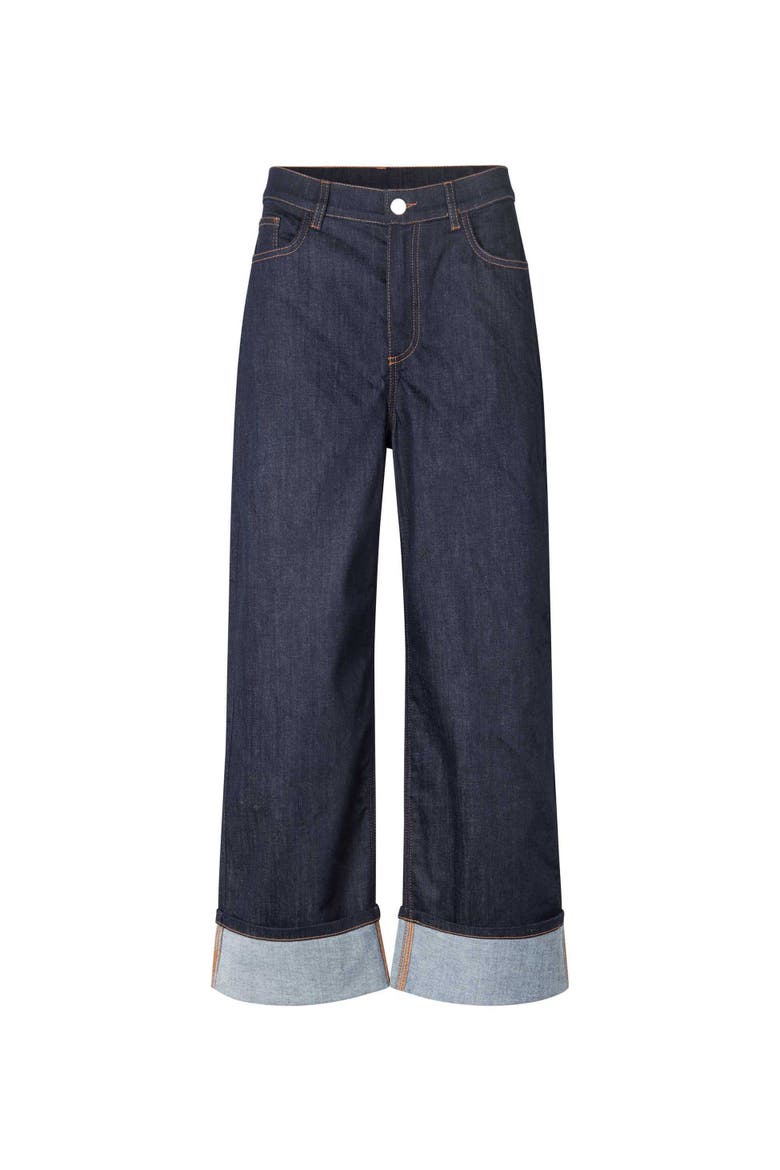 MaPalvessa Loose Fit Turn Up Jeans, Alternate, color, Dark Denim