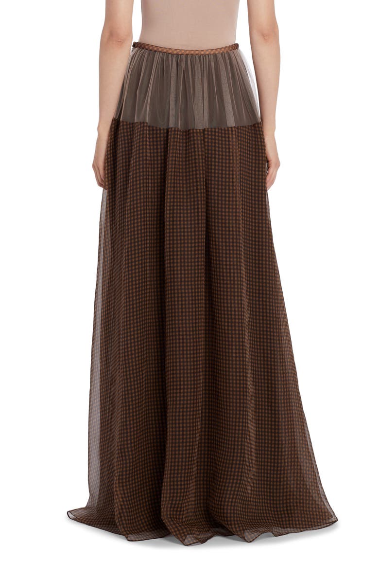 Fendi Check Silk & Tulle Maxi Skirt, Alternate, color,