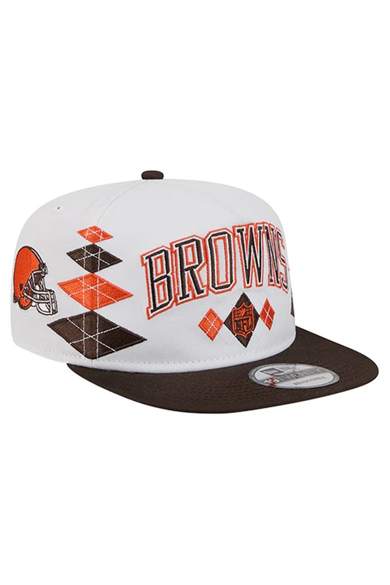 Men's New Era  White Cleveland Browns Argyle 19TWENTY Adjustable Hat, Main, color, White