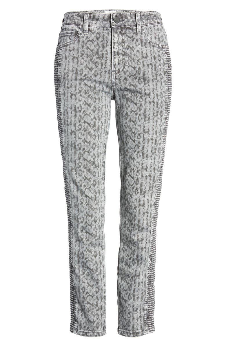 Wash Lab Denim WASH LAB Snake Print Side Ruched Ankle Jeans, Alternate, color, Black Momba