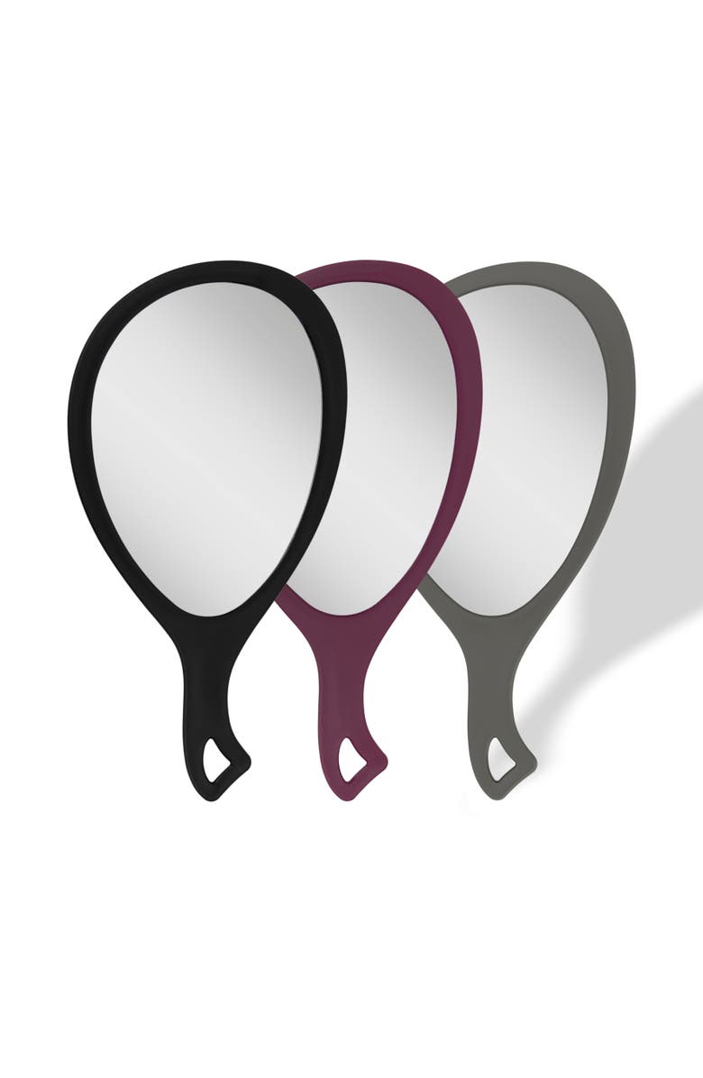 Zadro Teardrop Handheld Mirror with Handle, Alternate, color, Black Onyx