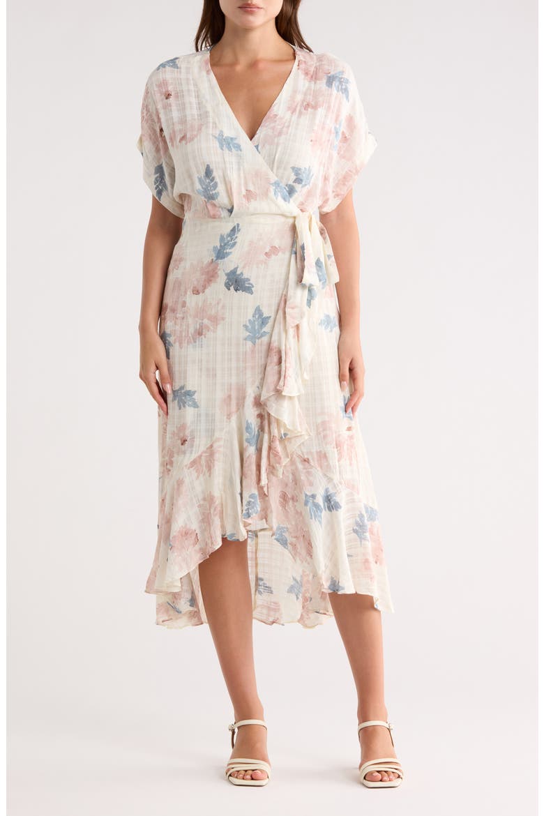 High Low Wrap Dress, Main, color, MOCHA/ TEAL