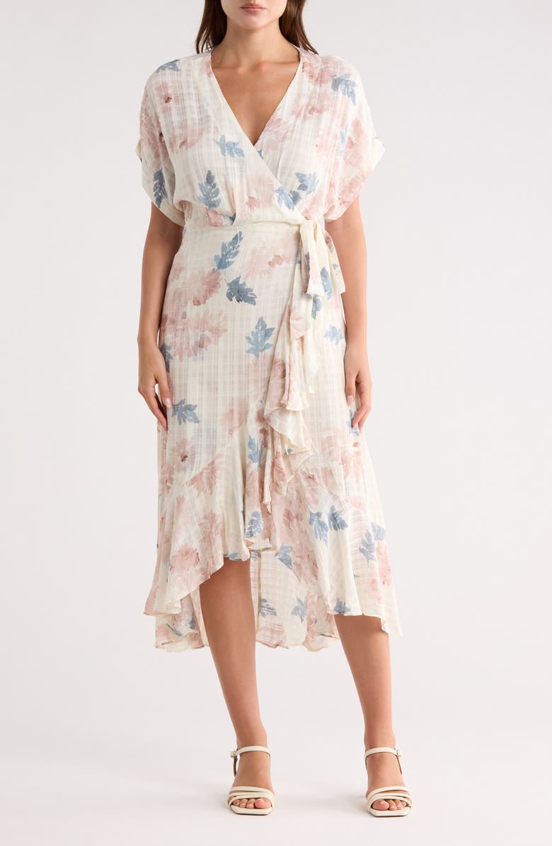 Lovestitch High Low Wrap Dress, Main, color, Mocha/ Teal