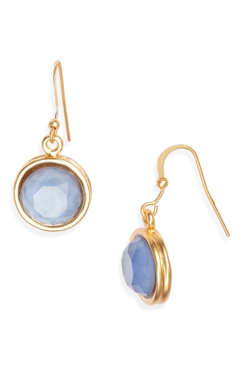 Round Drop Earrings, Main, color, GOLD/ BLUE