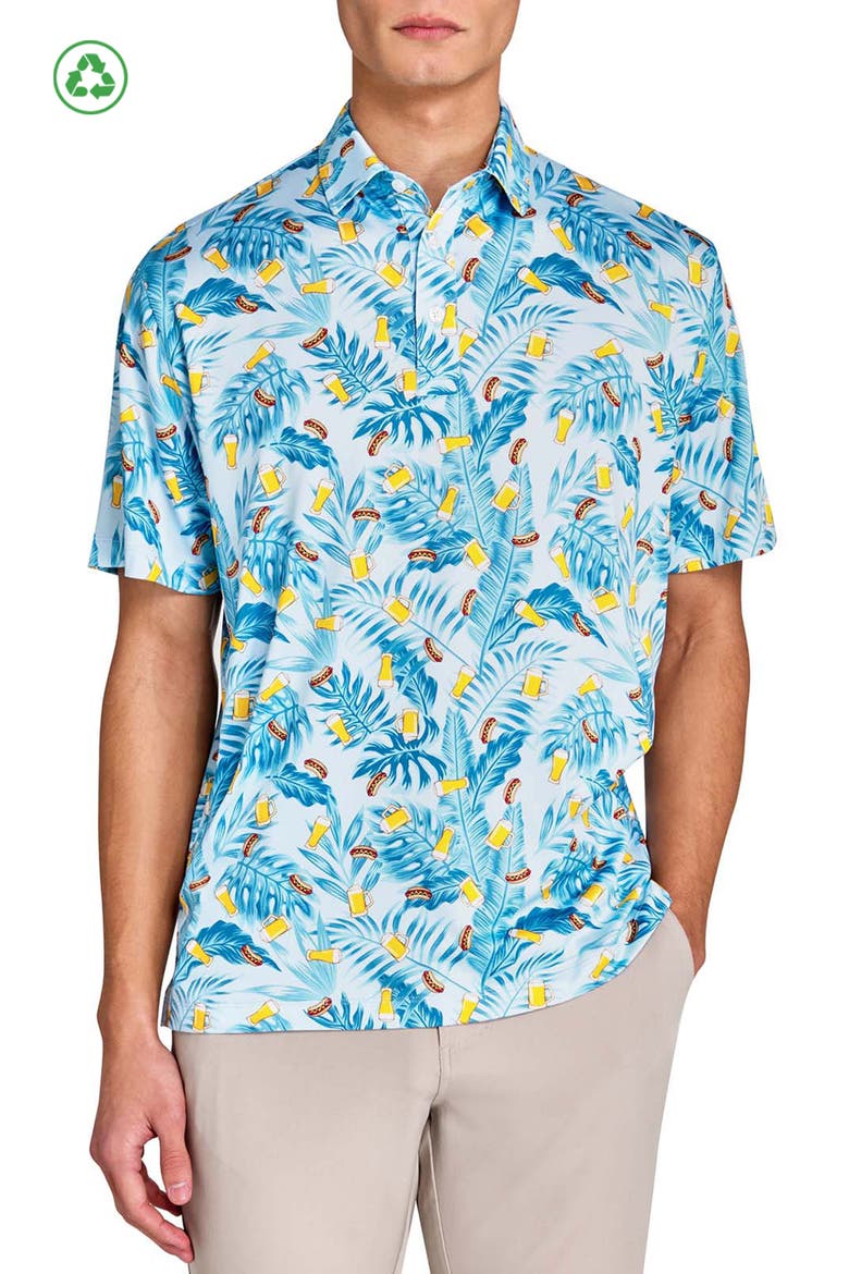 Regular Fit Beer & Hot Dogs Recycled Performance Golf Polo, Main, color, BABY BLUE