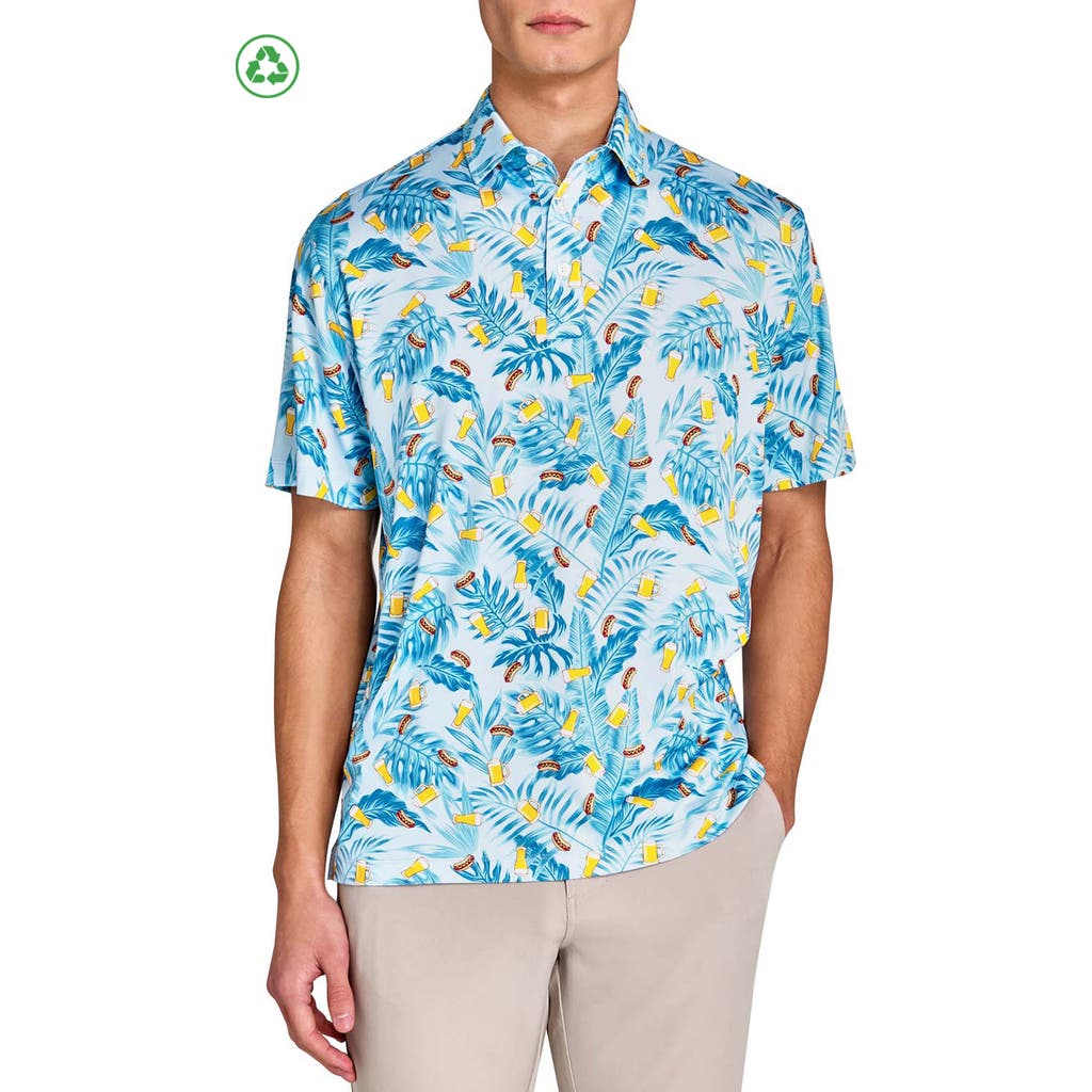 Construct Beer & Hot Dogs Polo In Baby Blue