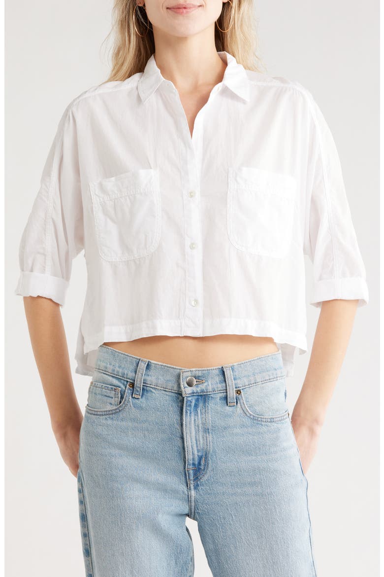 Lawn Cotton Crop Shirt, Main, color, WHITE