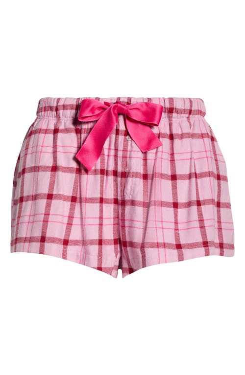 Florence By Mills Plaid Flannel Pajama Shorts In Pink