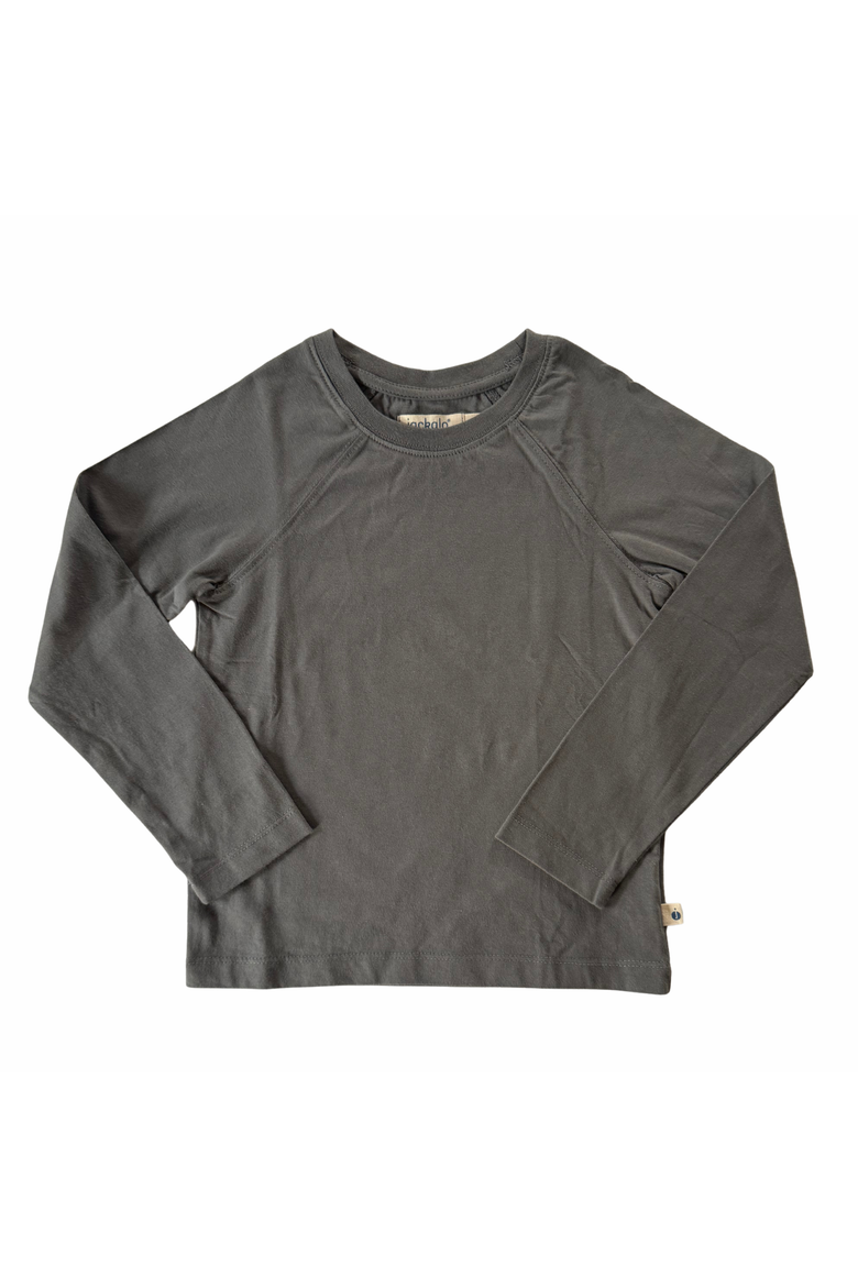 Kids' Frankie Long-Sleeve Cotton Raglan T-Shirt, Main, color, Gray