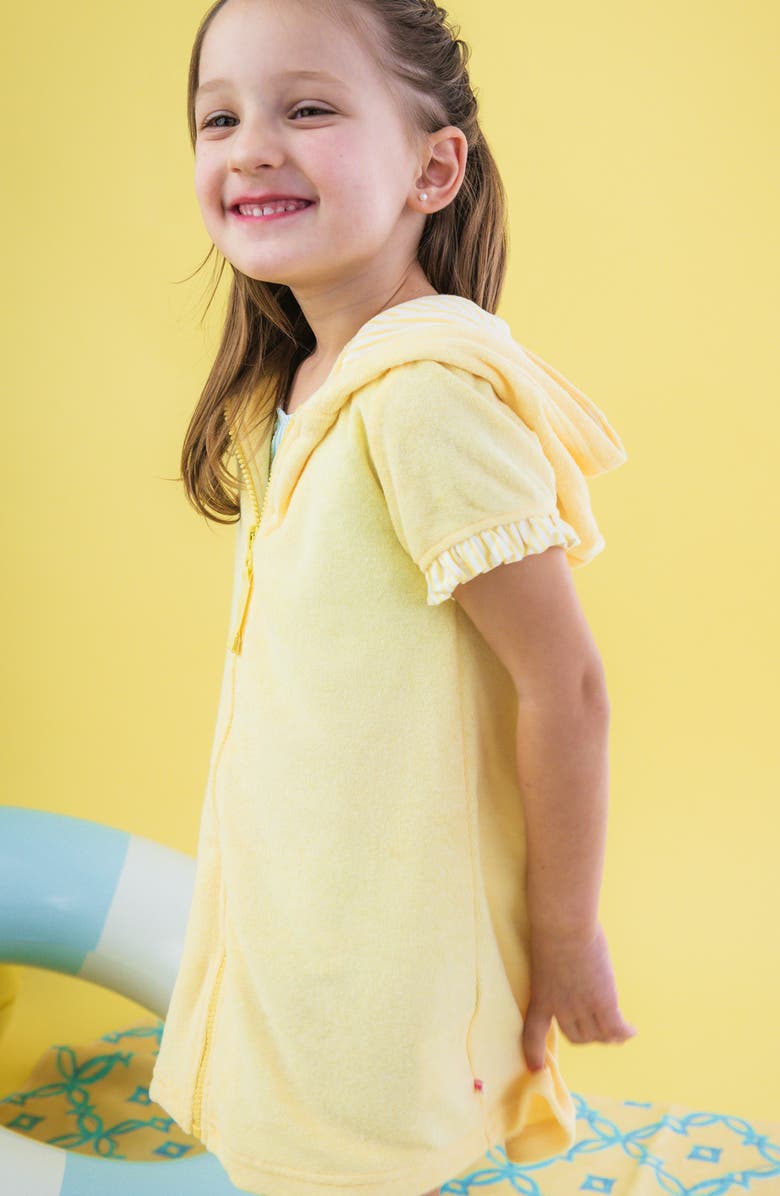RuffleButts Kids' Banana Hooded Terry Cover-Up Dress, Alternate, color, Yellow