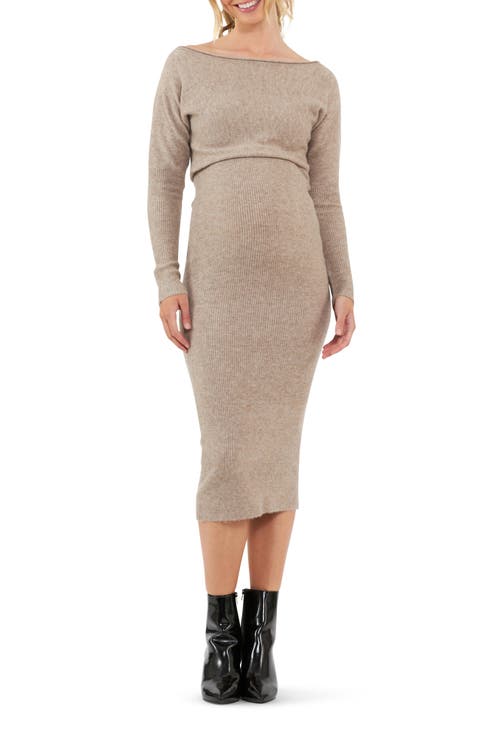 Tobie Off the Shoulder Long Sleeve Maternity/Nursing Dress