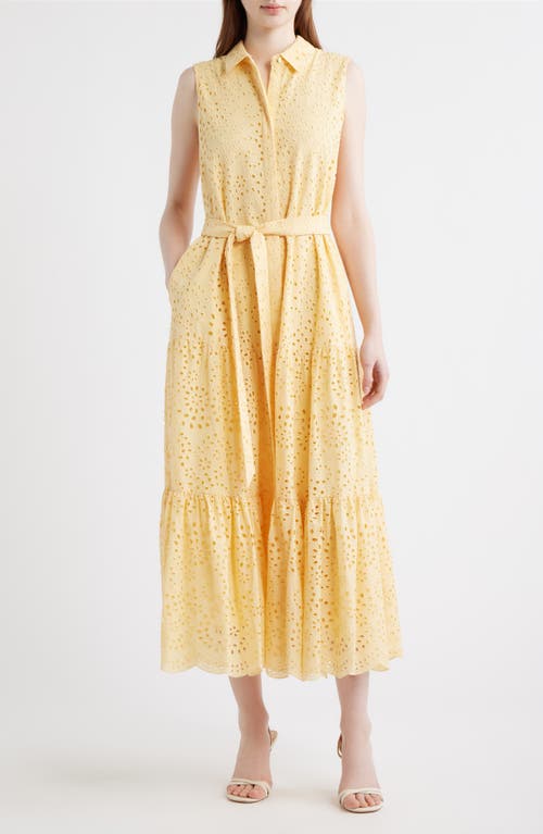 KOBI HALPERIN Camila Eyelet Tie Waist Sleeveless Maxi Dress in Chamomile at Nordstrom, Size X-Large