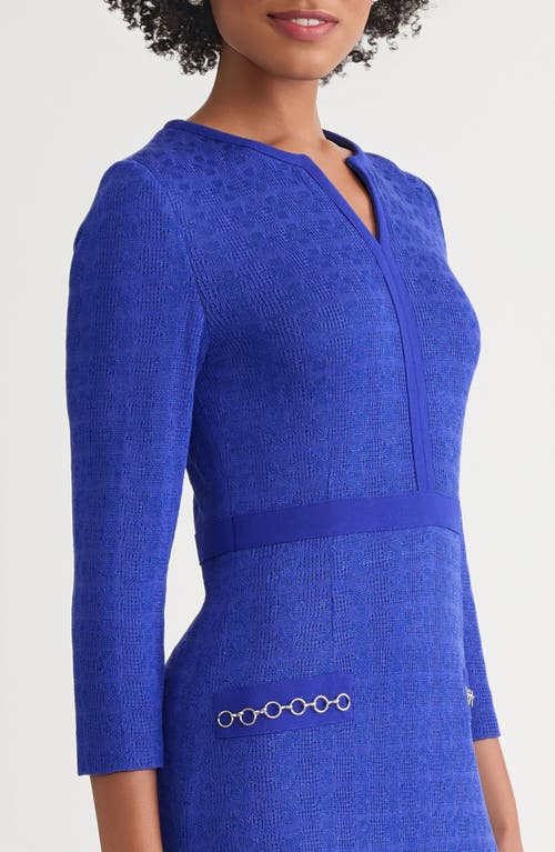 Ming Wang Chain Embellished Sheath Dress In Blue
