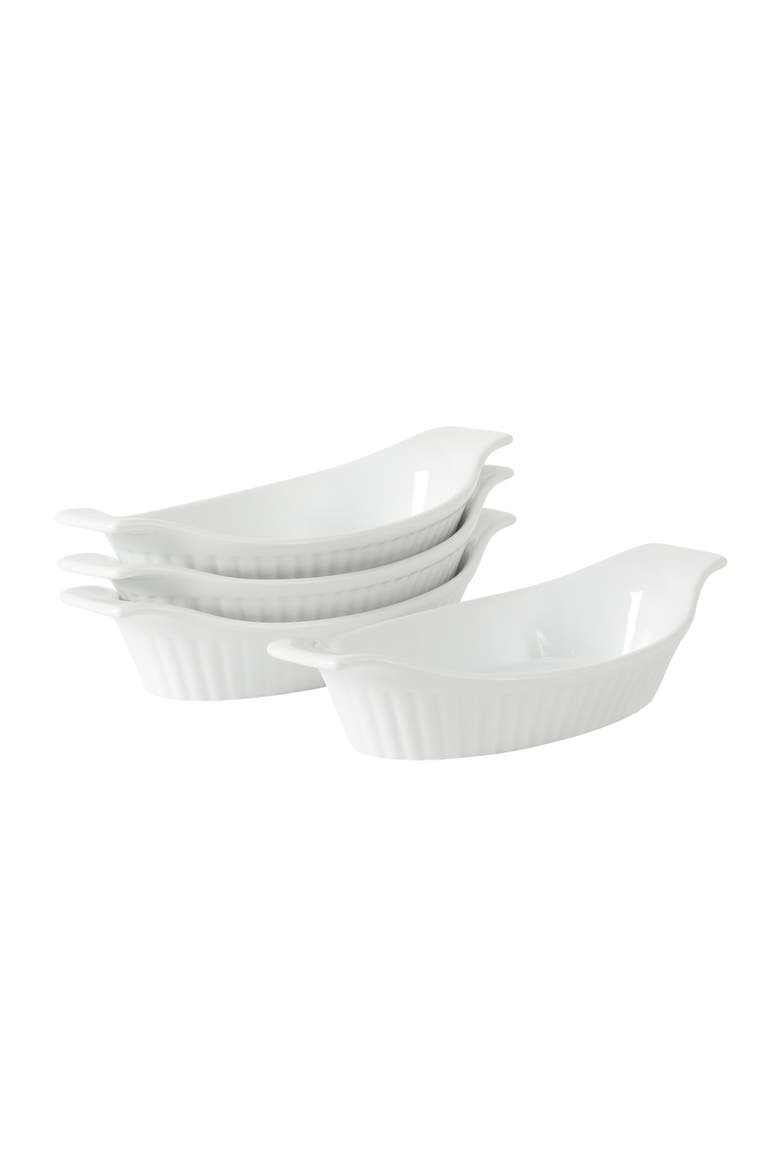 Gracious Dining 4-Piece Oval Au Gratin Stoneware Baking Dish Set, Alternate, color, White