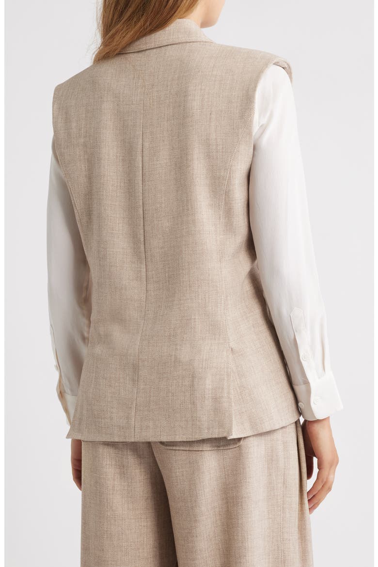 Tweed Button-Up Vest, Alternate, color, HEATHER KHAKI