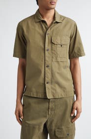 Stone Island Cotton & Nylon Ripstop Short Sleeve Button-Up Shirt