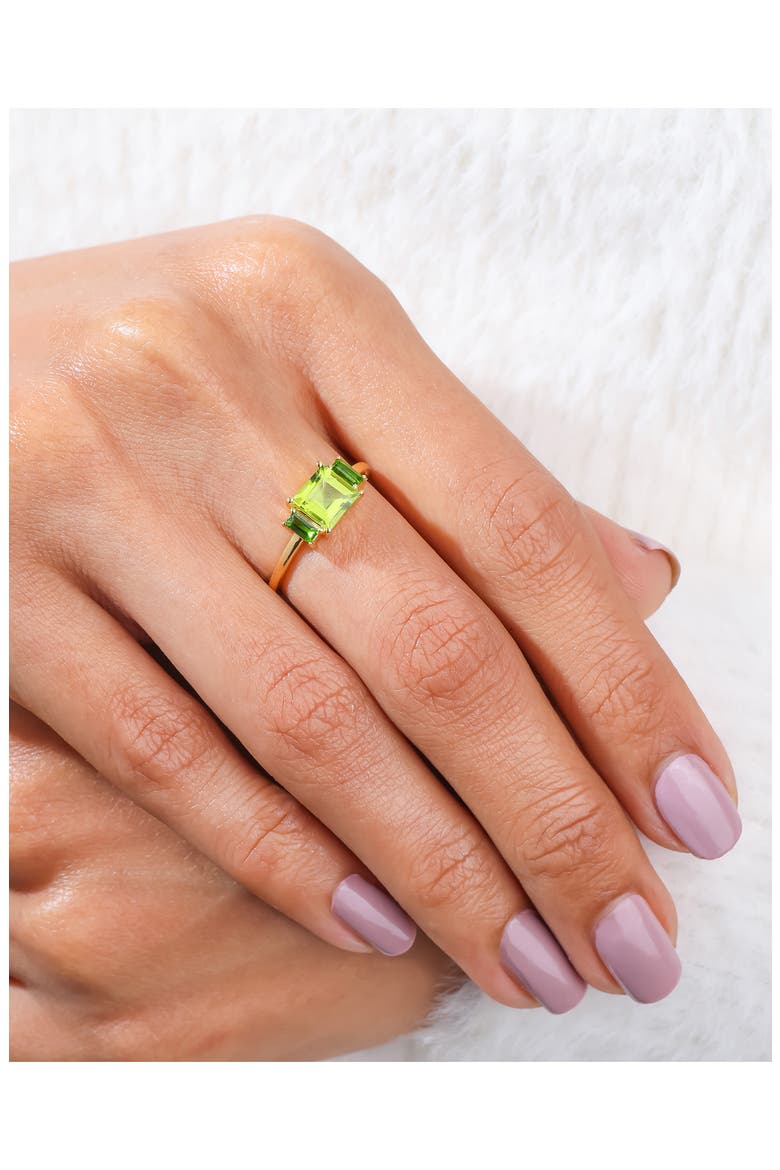 Square & Baguette Peridot Ring, Alternate, color, GREEN