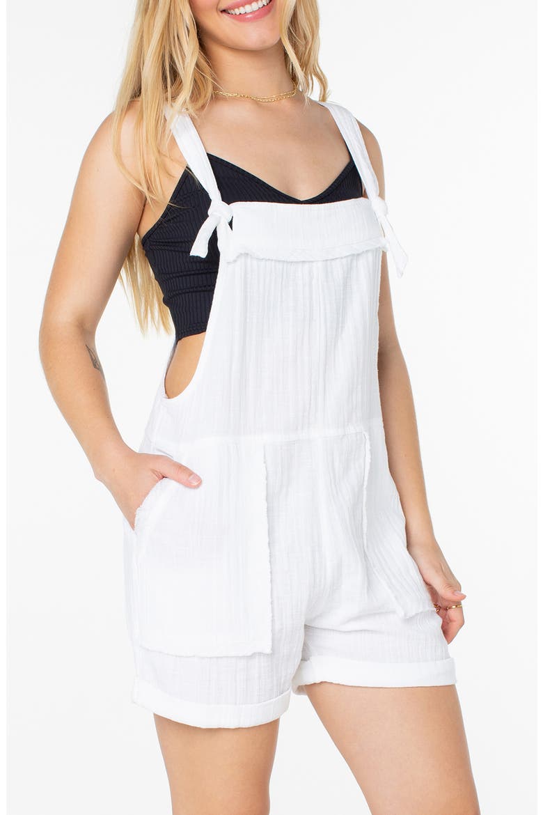 Sundown Dive Cotton Gauze Short Overalls, Alternate, color, SNOW WHITE SOLID