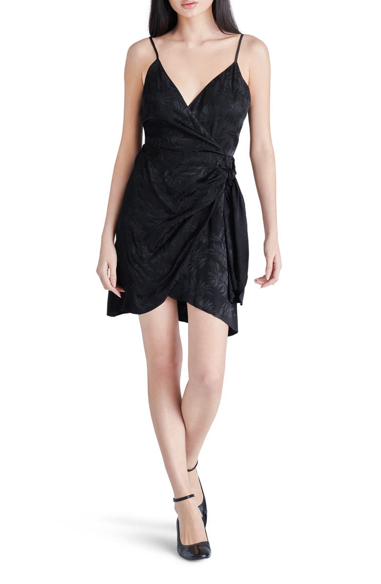 Steve Madden Georgina Jacquard Faux Wrap Satin Minidress, Main, color, 