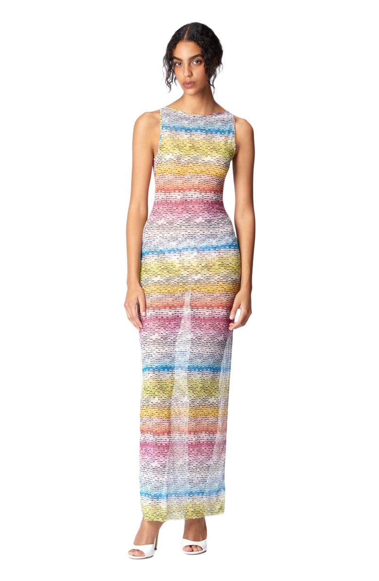 Missoni Long Sleeveless Dress In Printed Tulle, Alternate, color, Multicoloured 1