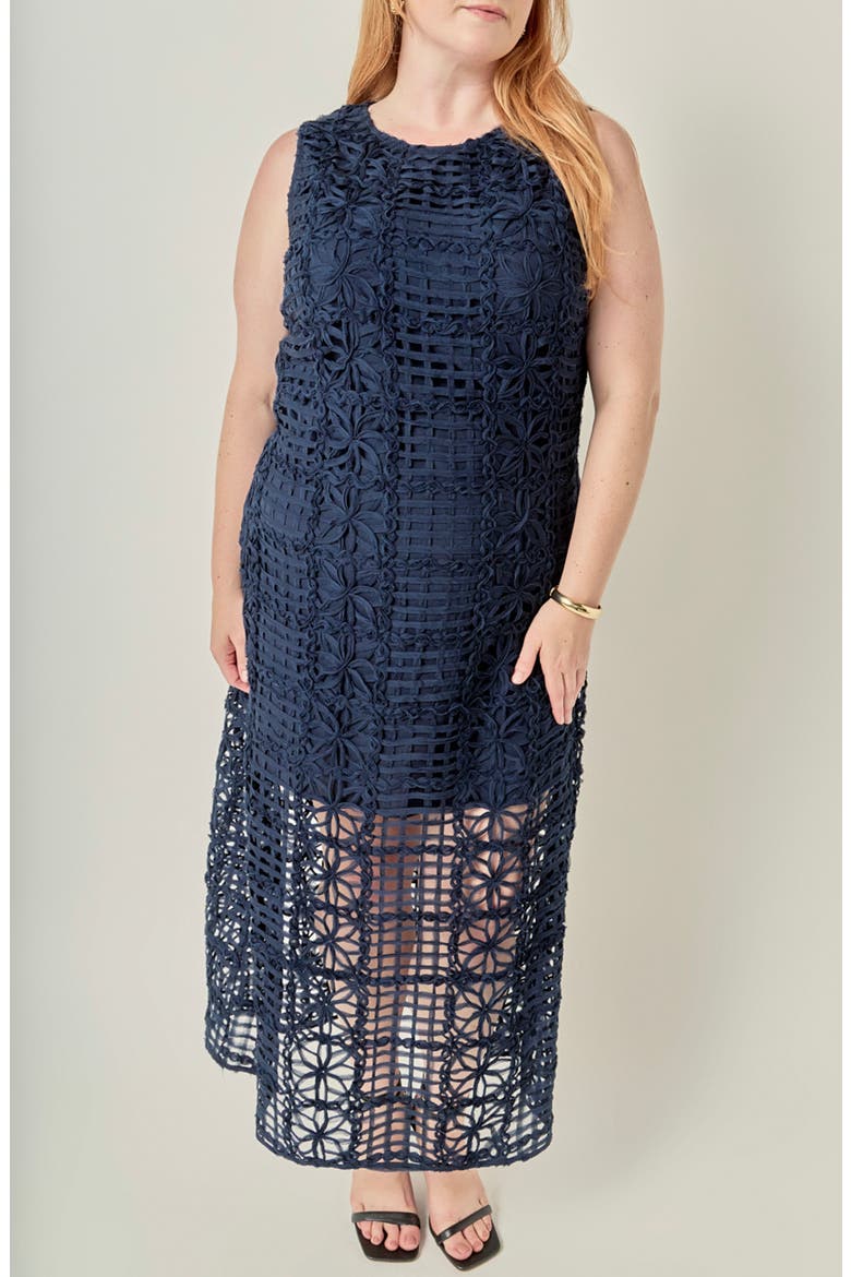 Textured Sleeveless Maxi Dress, Alternate, color, NAVY