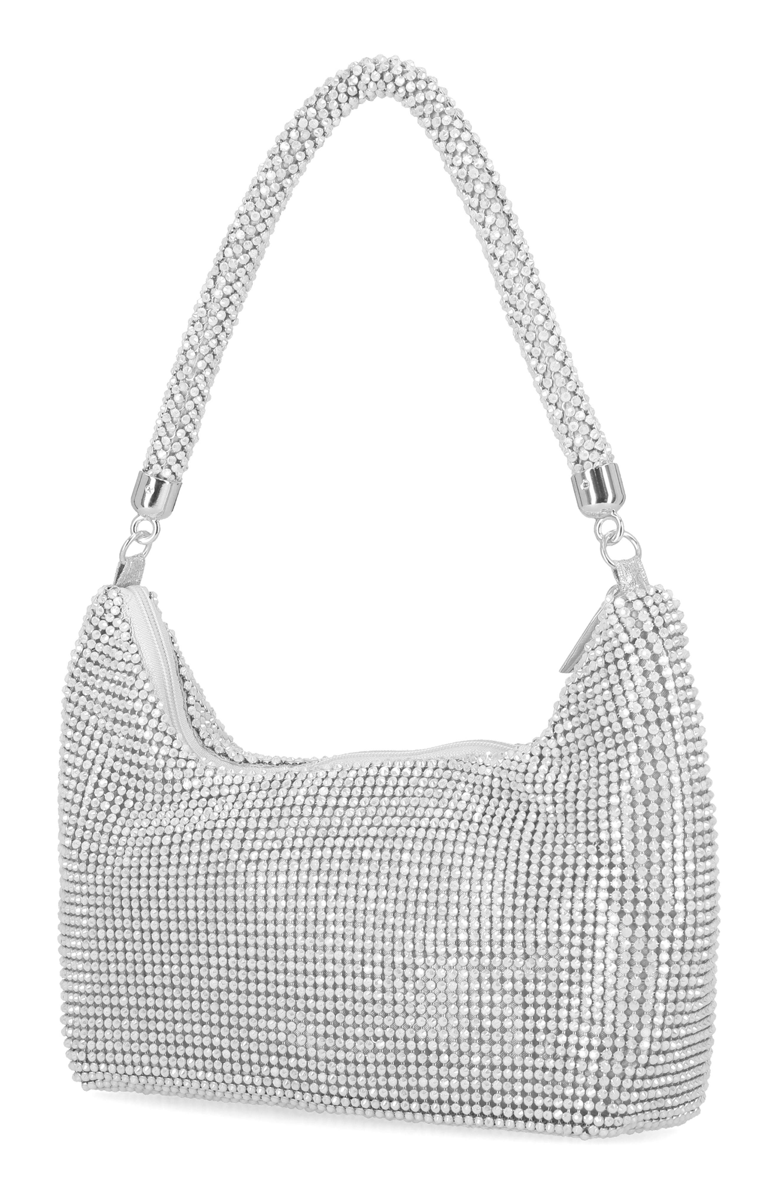 Jessica McClintock Julian Rhinestone Hobo Bag, Alternate, color, Silver