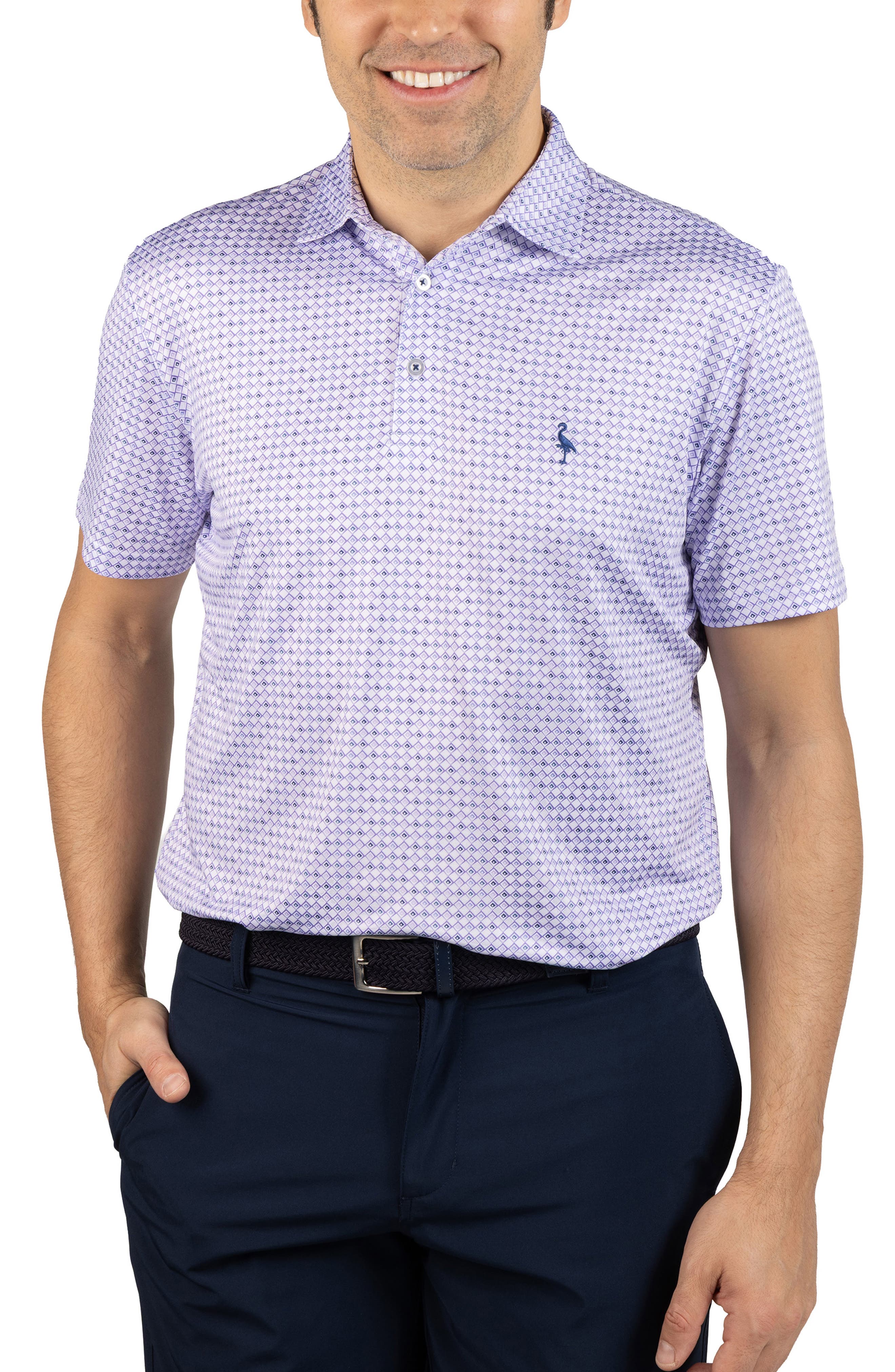 TailorByrd Nested Diamond Print Performance Polo